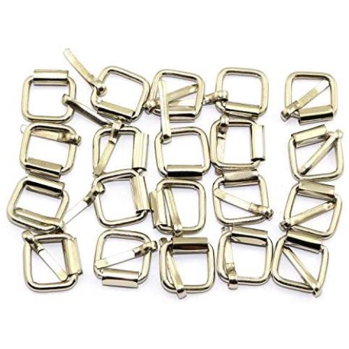 20pcs 1/2'' Silver Belt Buckle with Roller Adjustable Rectangle Ring Tri-Glide DIY Leather Craft Garment Accessories for Shoes Backpack Clothes Bag Strap Metal Pin Buckles 13x12mm