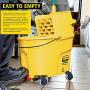 Rubbermaid Commercial WaveBrake 2.0 44 QT Side-Press Mop Bucket and Wringer with Foot Drain, Yellow (FG618688YEL)
