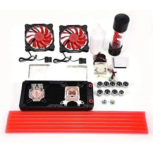 Liquid CPU Cooler kit DIY Heat Sink 240mm + Water Block CPU/GPU + Waterproof Pump + Cylindrical Water Tank + Double Fan LED Watercooling Water Cooling kit Liquid CPU Cooler kit DIY Heat Sink 240mm + Water Block CPU/GPU + Waterproof Pump + Cylindrical Water Tank + Double Fan LED Watercooling Water Cooling kit