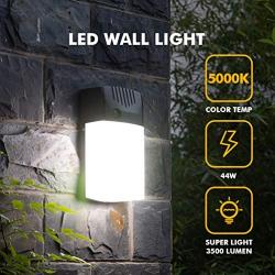 LUTEC Dusk to Dawn Led Wall Pack 44W 3500LM 5000K Outdoor Porch Light Commercial Security Lighting Replacement for 350W Incandescent Light Gray