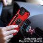 Charlam Compatible with iPhone 12 Pro Max Case 6.7'' 2020 for Women Men, Sleek Durable Dual Layer Shock Absorption Case Cover with Metal Ring Kickstand, Red