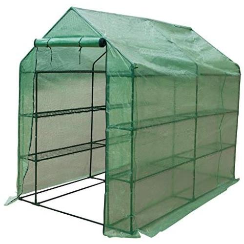 Sundale Outdoor Gardening Large 4 Tier 12 Shelf Hot Green House with PE Cover and Zipper Door, Waterproof Walk in Plant Green House, UV Protection, Insect Prevention, 97”(L) x 56”(W) x 77.6”(H)