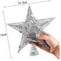 SpringPear 15 cm Silver Glittering Metal Star Christmas Tree Topper Festive Ornament Glitter Merry Xmas Party Decoration Accessories