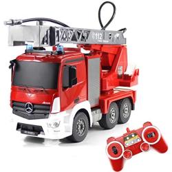 Fisca RC Truck Remote Control Fire Engine Truck 9 CH 2.4G Hobby Electronics Toys with LED Lights Simulated Sounds