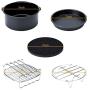 AIQI 5 Piece Air Fryer Accessories, Including Cake Barrel, Pizza Pan, Metal Holder, Skewer Rack and Silicone Mat for Gowise Phillips and Cozyna and More, Fit All 3.7QT - 5.3QT - 5.8QT