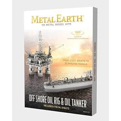 Fascinations Metal Earth Off Shore Oil Rig & Oil Tanker Gift Box Set 3D Metal Model Kit