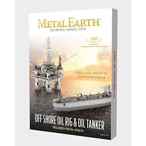 Fascinations Metal Earth Off Shore Oil Rig & Oil Tanker Gift Box Set 3D Metal Model Kit Fascinations Metal Earth Off Shore Oil Rig & Oil Tanker Gift Box Set 3D Metal Model Kit