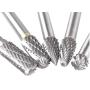 5 Pcs Carbide Rotary Burr Set with 6 mm(1/4 Inch) Shank and 8mm Head, Acrux7 Tungsten Carbide Double Cut Rotary Burr 1/4 Inch Shank Die Grinder Bits for DIY Woodworking, Metal Carving, Engraving, Dril