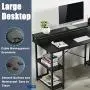 Sedeta Computer Desk with Storage Shelves and Hutch, 55 inch Office Desk with Printer Monitor Shelf CPU Stand, Large Computer Table, Studying Writing Desk Workstation for Home Office, Black