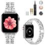 Fitlink Compatible with Apple Watch Band 38mm 40mm 42mm 44mm Series 6 Series 5 4 3 2 1 SE, Bling Dressy Jewelry Metal Adjustable Apple Watch Bands for Apple Watch 6/5/4/3/2/1