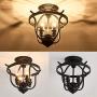 UOFUS Rustic  Semi Flush Mount Ceiling Light Fixtures，4-Light Black Metal Chandelier ，Farmhouse Lighting for Kitchen Foyer Bar Entryway Bedroom Living Room Island Laundry Room (Black)