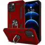 SALITOG Compatible with iPhone 12 Pro Max Case, Military-Grade Shockproof Drop Protection Cover with Metal Rotating Kickstand for 6.7inch - Red
