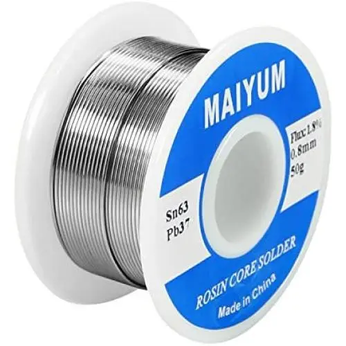 MAIYUM 63-37 Tin Lead Rosin Core Solder Wire for Electrical Soldering (0.8mm 50g)