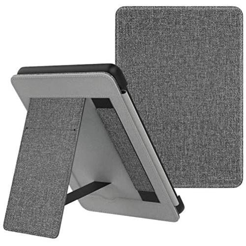 MoKo Case Fits Kindle Paperwhite (10th Generation, 2018 Releases), Lightweight PU Leather Cover Stand Shell with Hand Strap for Amazon Kindle Paperwhite 2018 E-Reader - Gray