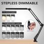 LED Desk Lamp, AXUF Metal Swing Arm Desk Lamp with Clamp, Eye-Caring Modern Architect Task Lamp, Dimmable Office Table Lamp with 3 Color Modes 10 Brightness Levels & Adapter, Memory Function,14W-Black