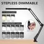 LED Desk Lamp, AXUF Metal Swing Arm Desk Lamp with Clamp, Eye-Caring Modern Architect Task Lamp, Dimmable Office Table Lamp with 3 Color Modes 10 Brightness Levels & Adapter, Memory Function,14W-Black