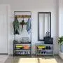 Homfa Coat Rack Shoes Bench, Hall Tree Entryway Shelf with Metal Frame, 3 in 1 Design Coat Stand Entryway Organizer, with Adjustable Feet and 9 Rounded Hooks, Wood Look Accent Furniture-Rustic Brown Homfa Coat Rack Shoes Bench, Hall Tree Entryway Shelf with Metal Frame, 3 in 1 Design Coat Stand Entryway Organizer, with Adjustable Feet and 9 Rounded Hooks, Wood Look Accent Furniture-Rustic Brown