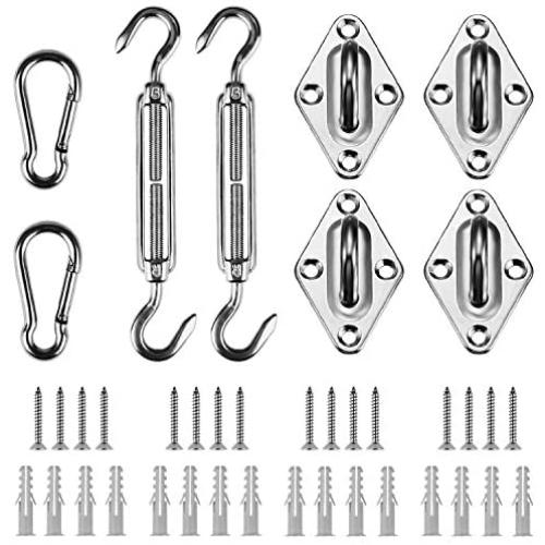Shade&Beyond 316 Marine Grade Shade Sail Hardware Kit 5 inch for Rectangle and Square Sun Shade Sails Installation, 24 Pcs