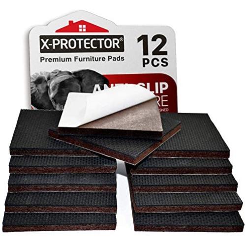 Non Slip Furniture Pads X-PROTECTOR – Premium 12 pcs 3” Furniture Pad! Best Furniture Grippers - SelfAdhesive Rubber Feet - Furniture Floor Protectors for Keep in Place Furniture & Furniture Stoppers