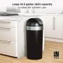 Umbra Venti 16.5-Gallon Swing Top Kitchen Trash Can – Large, 35-inch Tall Garbage Can for Indoor, Outdoor or Commercial Use, Black/Nickel