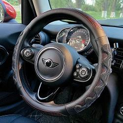 PINCTROT Steering Wheel Cover Great Grip with 3D Honeycomb Anti-Slip Design, Universal 15 Inch (Wine Red)