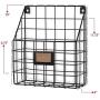 Wall35 Rivista File Holder Home Office Desk Organizer, Chicken Wire Mail Organizer and Magazine Holder, Metal, Black