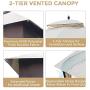AsterOutdoor 10x12 Outdoor Gazebo for Patios Canopy for Shade and Rain with Mosquito Netting, Waterproof Soft Top Metal Frame Gazebo for Lawn, Garden, Backyard and Deck, 99% UV Rays Block (Beige)