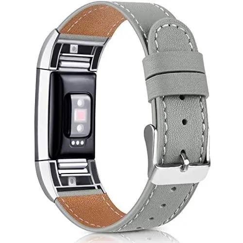Meliya Leather Bands Compatible with Fitbit Charge 2 Bands for Women and Men, Adjustable Soft Leather Wristband with Metal Clasp for Fitbit Charge 2 (for 5.5''-8.1'' Wrists, Gray) Meliya Leather Bands Compatible with Fitbit Charge 2 Bands for Women and Men, Adjustable Soft Leather Wristband with Metal Clasp for Fitbit Charge 2 (for 5.5''-8.1'' Wrists, Gray)