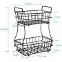 TomCare 2-Tier Fruit Basket Metal Fruit Bowl Bread Baskets Detachable Fruit Holder Kitchen Storage Baskets Stand - Screws Free Design for Fruits Breads Vegetables Snacks, Black