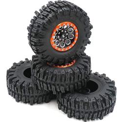 4pcs RC Crawler 2.2 Mud Slingers Tires Tyres OD 124mm & Aluminum 2.2 Beadlock Wheels Rims