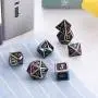 Polyhedral Metal Dices Set Zinc Alloy with Enamel Solid Metal for DND Game, Tabletop RPG, Dungeons and Dragons, Math Teaching, 7 Pieces Dice Set with Black Velvet Bag (Electrophoretic Colorful Black)