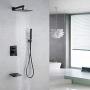 DMDMBATH Shower System Matte Black Shower Faucet Set 3-Function Bathroom Shower Fixtures with Waterfall Tub Spout Wall Mount 10 inch Rain Shower Head (Matte Black)…