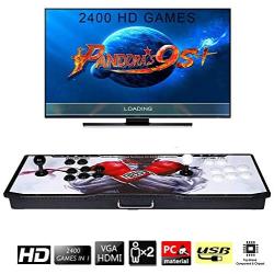 【2400 Games in 1】 Arcade Game Console Ultra Slim Metal Double Stick 2400 Classic Arcade 2 Players Pandoras Box 9S 1280X720 Full HD Video Game Console for Computer & Projector & TV