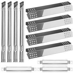 Quanzhongdian Repair Kit, Stainless Heat Plate Tent Shield, Grill Pipe Burners, Carry Over Crossover Tube, Igniter Replacement Repair kit for Charbroil 4 Burner 463241113, 463449914 Gas Grill Models