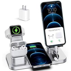 Wireless Charger Stand, CEREECOO 4 in 1 Wireless Charging Station Dock Compatible with iPhone Series12/11/11pro/Xr/Xs/X/Max/8/8Plus Apple Watch6/5/4/3 AirPods Pro/1/2(iWatch Charger Required)