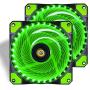 CONISY 120mm PC Case Cooling Fan Super Silent Computer LED High Airflow Cooler Fans - Green (2 Pack)