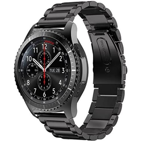 Gear S3 Frontier Band XL/Large, Oitom Premium Solid Stainless Steel Watch Bands Link Bracelet Strap for Samsung Gear S3 Classic Gear S3 Frontier Galaxy Watch 46mm Smart Watch Fitness Black