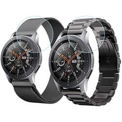 V-MORO Strap Compatible with Gear S3 Frontier Band/Galaxy Watch 46mm Bands Men 22mm Stainless Steel + Mesh Loop Replacement for Samsung Gear S3/Galaxy Watch 46mm R800 Smartwatch Black