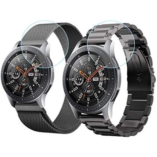 V-MORO Strap Compatible with Gear S3 Frontier Band/Galaxy Watch 46mm Bands Men 22mm Stainless Steel + Mesh Loop Replacement for Samsung Gear S3/Galaxy Watch 46mm R800 Smartwatch Black