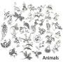 WOCRAFT 100 pcs Wholesale Bulk Lots Animals Tools Charms for Jewelry Making Mixed Smooth Tibetan Silver Metal Charms Pendants DIY for Jewelry Making Necklace Bracelet and Crafting (M356)