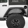 Razer Auto Rock Crawler Stubby Smooth Black Finished Pocket Style+Rivet Front+Rear 4pcs Fender Flares w/ 10x LED Light Side Maker (Smooth Black) for 07-17 Jeep Wrangler JK