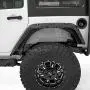 Razer Auto Rock Crawler Stubby Smooth Black Finished Pocket Style+Rivet Front+Rear 4pcs Fender Flares w/ 10x LED Light Side Maker (Smooth Black) for 07-17 Jeep Wrangler JK