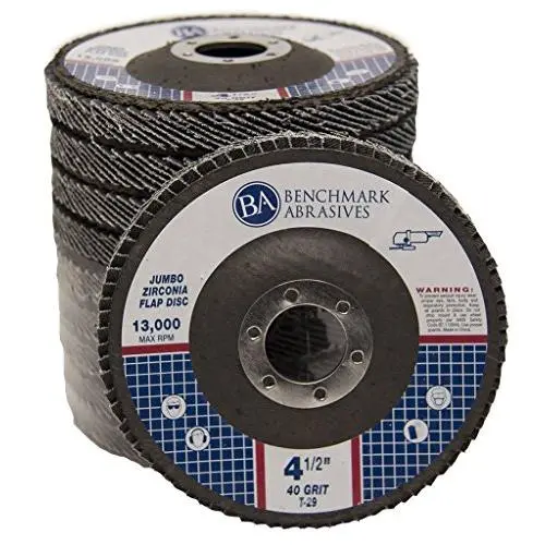 4.5'' x 7/8'' Premium High Density Jumbo Zirconia Type 29 Flap Disc 40 Grit - 10 Pack