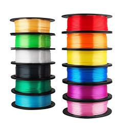 Mika3D 12 in 1 Bright Shine 3D Printer Silk PLA Filament Bundle, Most Popular Colors Pack, 1.75mm 500g per Spool, 12 Spools Pack, Total 6kgs Material with One Bottle of 3D Printer Stick Gift