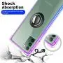 ANSIWEE Galaxy Note 20 6.7 Inch Case, Metal Ring Kickstand Work with Magnetic Car Mount Cover Reinforced Drop Protector Bumper Clear Hard Back Cases Designed for Samsung Galaxy Note 20 (Purple Blue)