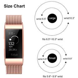 Meikeio Stainless Steel Metal Bands for Charge 3/Charge 3 SE/Charge 4 Replacement Bands Compatible for Fitbit Charge 3/4/SE Men Women 2020