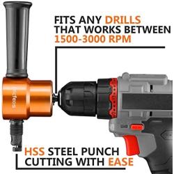 Double Head Sheet Metal Cutter, Versatile Nibbler Drill Attachment for Straight Curve and Circle Cutting, Maximum 14 Gauge Steel, Perfect for Home DIY and Car Repair