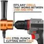 Double Head Sheet Metal Cutter, Versatile Nibbler Drill Attachment for Straight Curve and Circle Cutting, Maximum 14 Gauge Steel, Perfect for Home DIY and Car Repair Double Head Sheet Metal Cutter, Versatile Nibbler Drill Attachment for Straight Curve and Circle Cutting, Maximum 14 Gauge Steel, Perfect for Home DIY and Car Repair