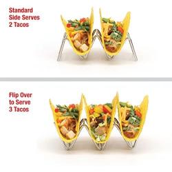 Taco Holders Set of 2 Premium Stainless Steel Stackable Stands, Each Rack Holds 2 or 3 Hard or Soft Tacos, Five Styles Available By 2lbDepot