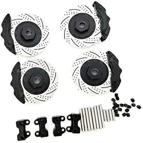 LAFEINA 4 PCS/Set Metal Front Rear Brake Discs Kit with Calipers for 1/10 Traxxas TRX4 TRX6 RC Crawler Car Upgrade Parts Accessories (Black)